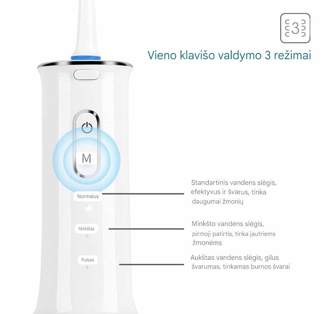 Nešiojamasis dantų valymo įrenginys