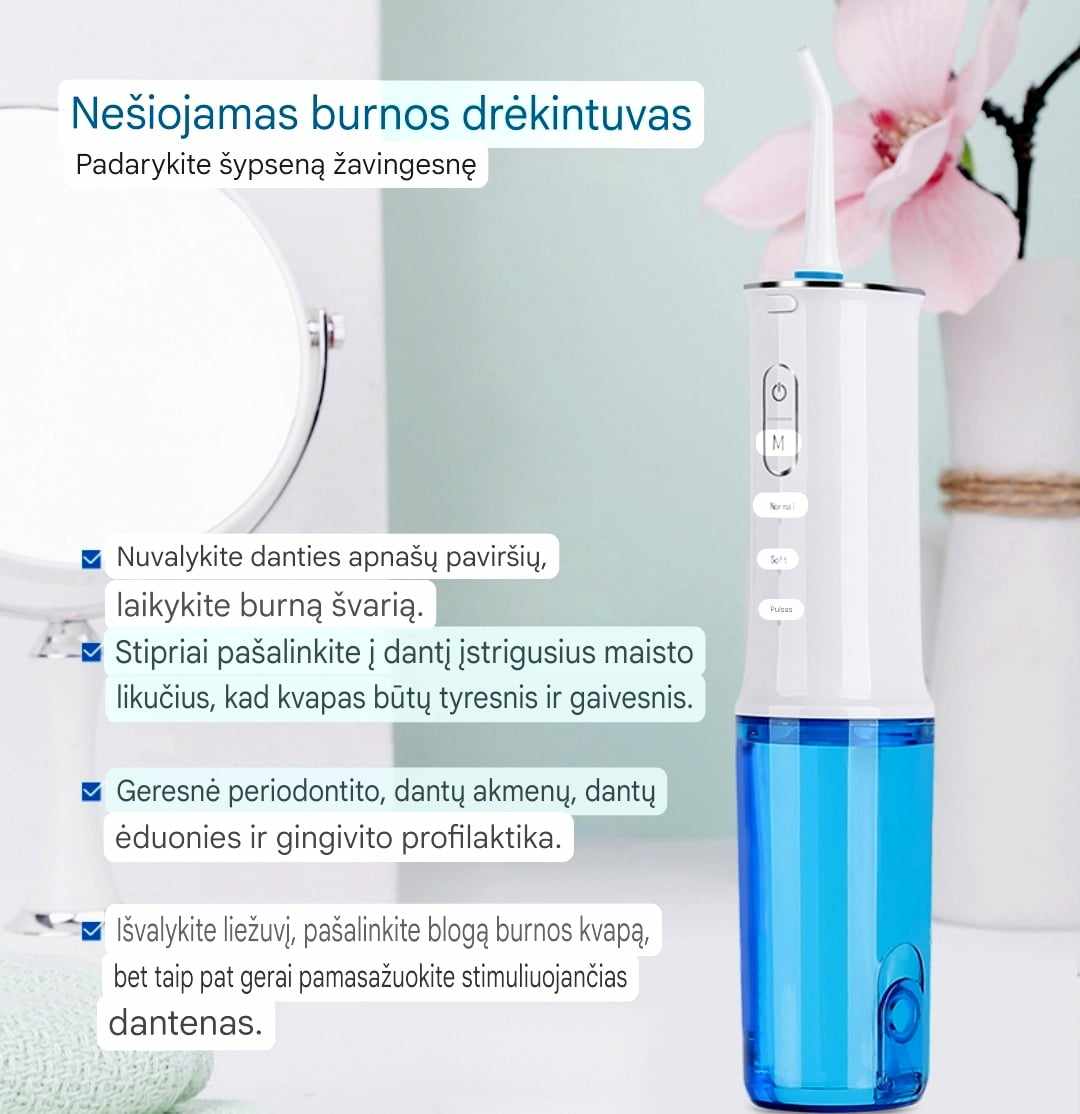 Nešiojamasis dantų valymo įrenginys